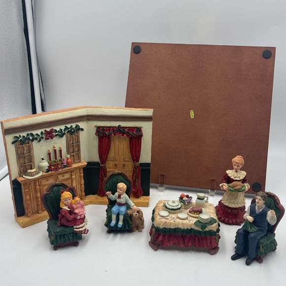 VTG 7pc Hand Painted Resin Night Before Christmas Victorian Family Dinner Scene - Picture 12 of 16